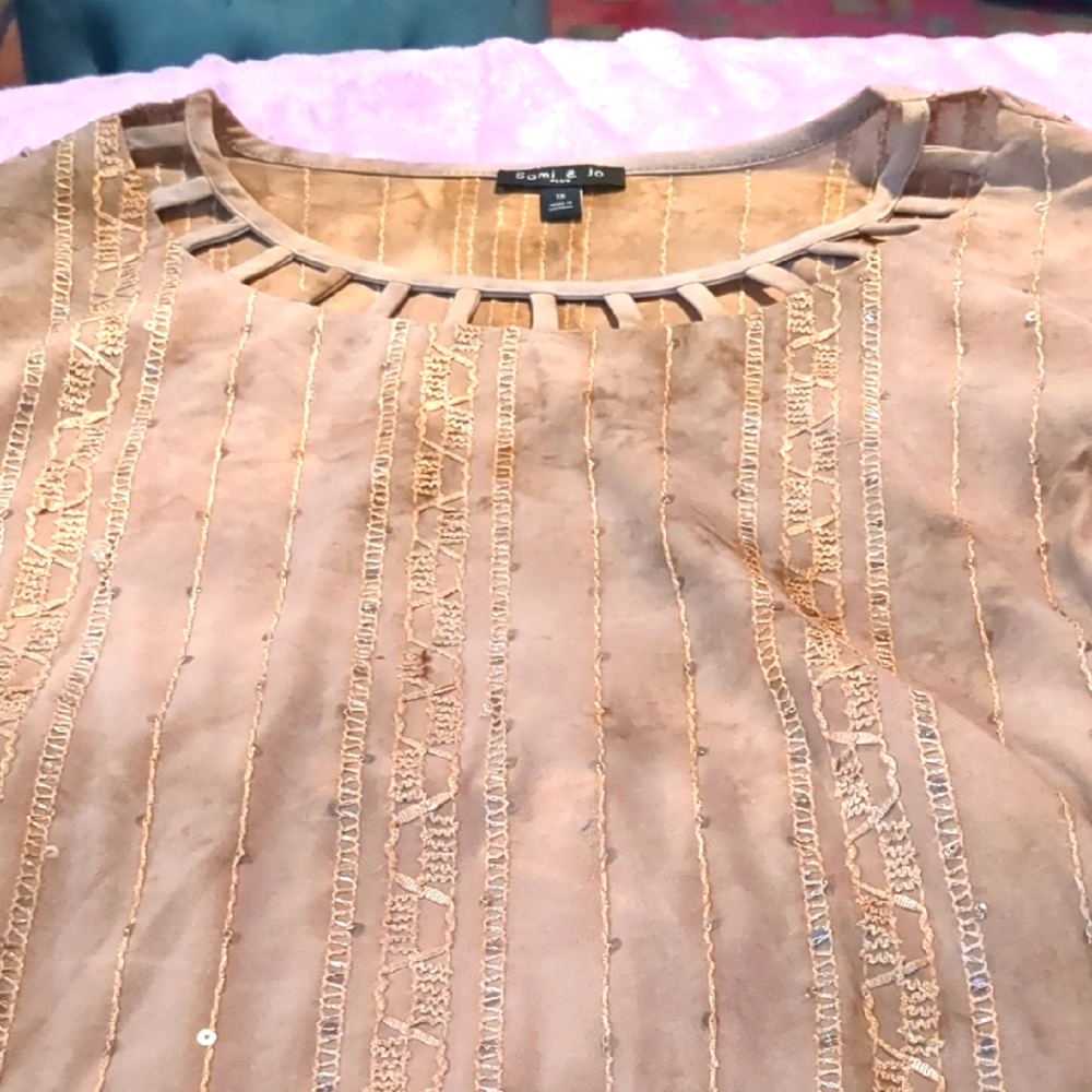 Sami & Jo Tan Blouse with Stitch Detailing